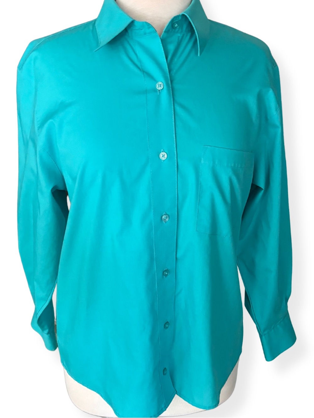 Foxcroft Wrinkle Free Turquoise Button Up Shirt Women’s 10 Career Blouse
